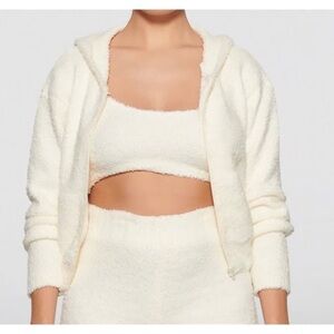 Skims Cozy Cream‎ Zip-Up Teddy Hoodie Size Large EUC